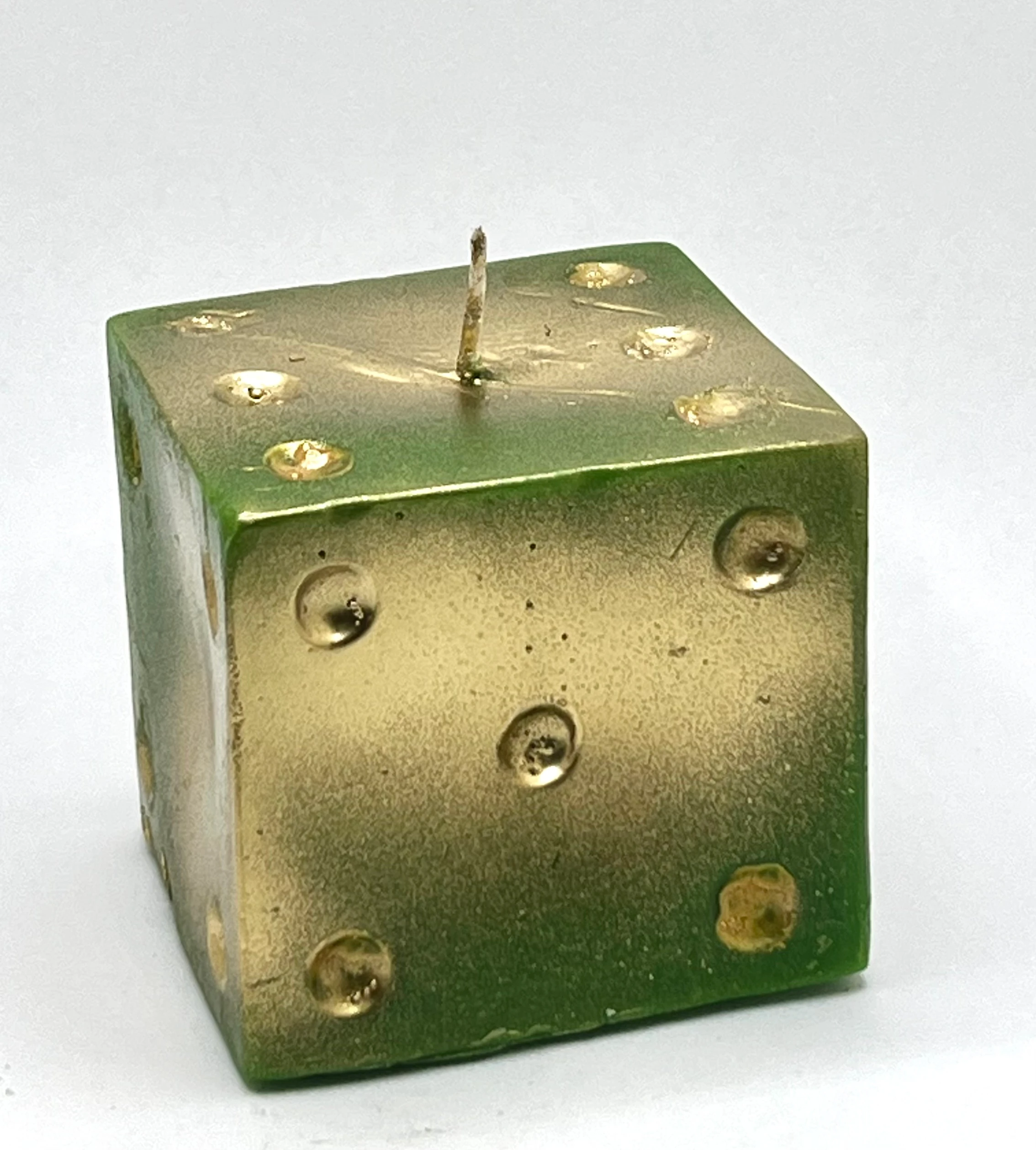 Dice image Candle (green & gold) (3"x3")