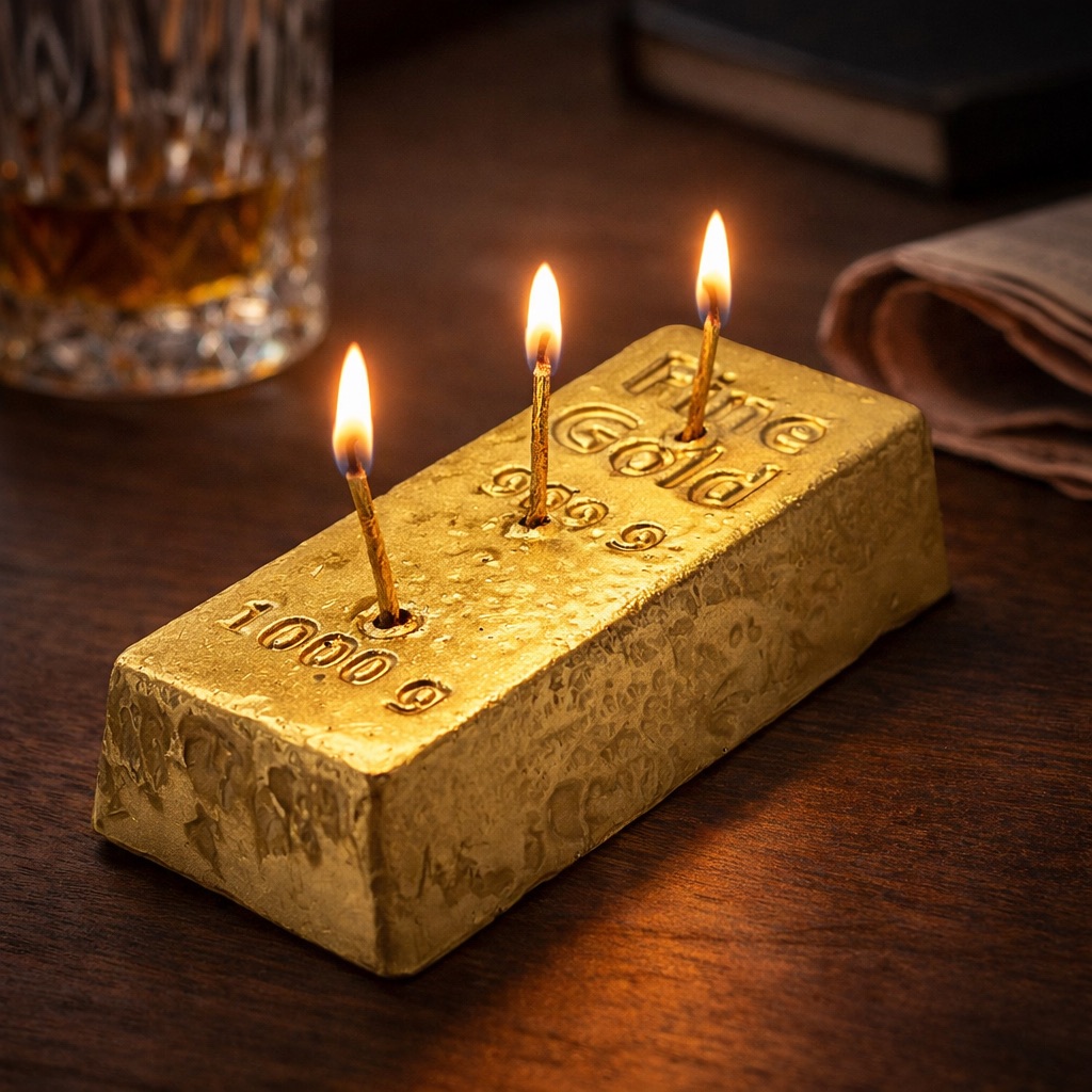 Gold Bar candle (4"x2")