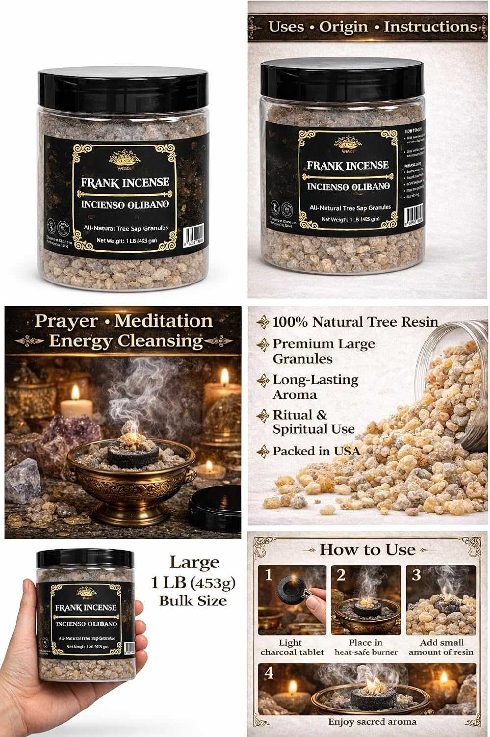 Frankincense All-Natural Tree Sap Granules 1 lb (reusable container) New Arrivals VD Importers Inc.