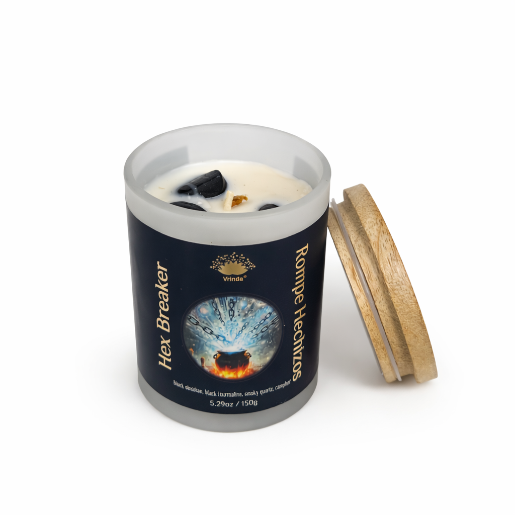 Hex Breaker Scented glass candle with crystals, Soy Blend (5.29oz)
