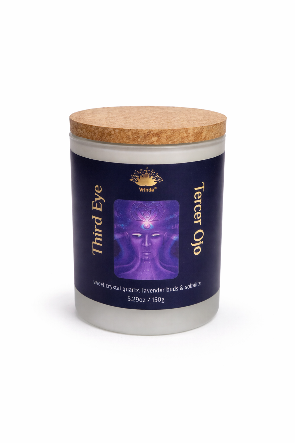 Third Eye Scented glass candle with crystals, Soy Blend (5.29oz)