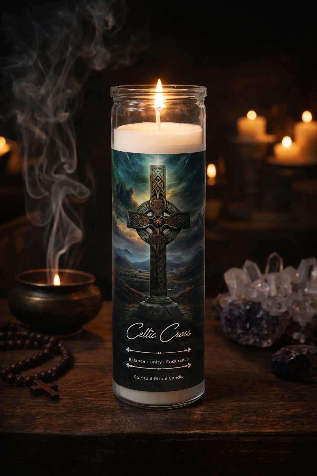 Celtic Cross Spiritual Ritual Jar Candle New Arrivals VD Importers Inc.