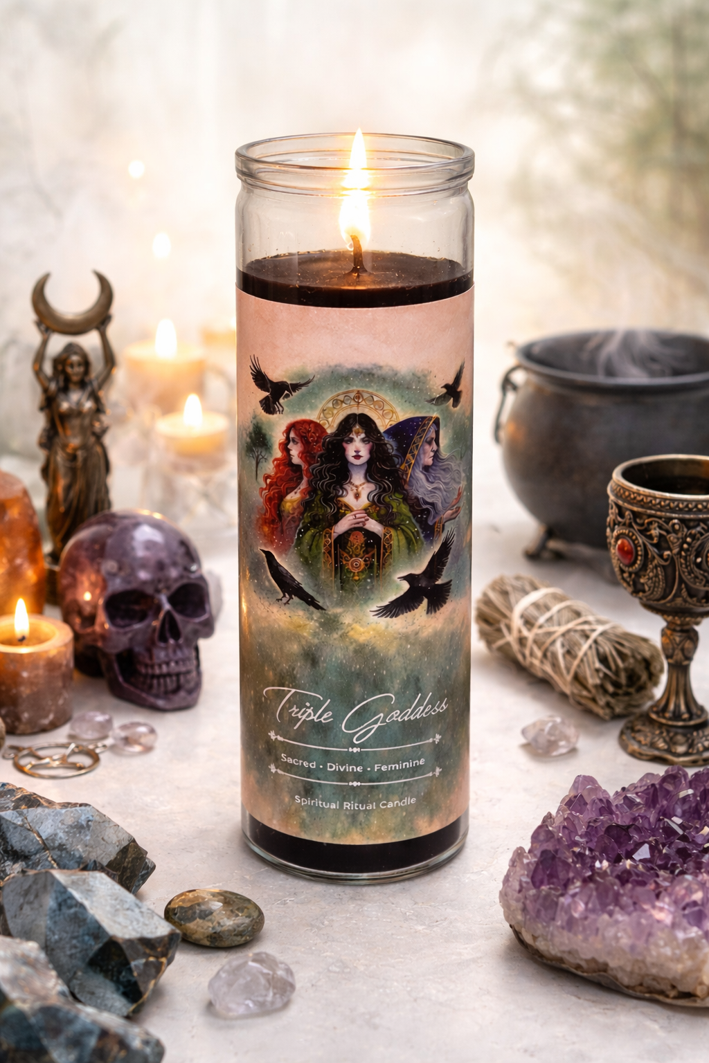 Triple Goddess Ritual Jar Candle