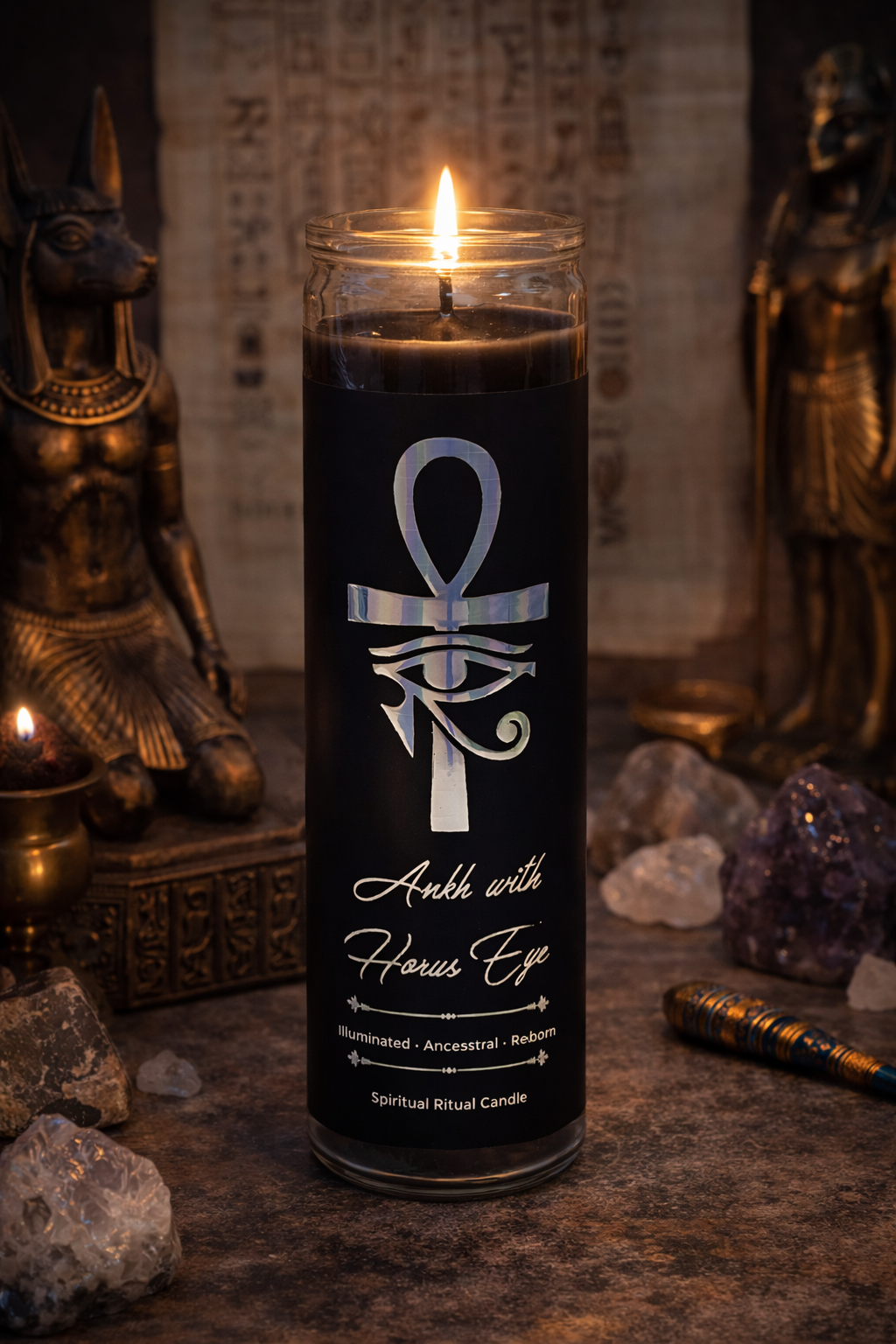 Ankh with Horus Eye Ritual Jar Candle