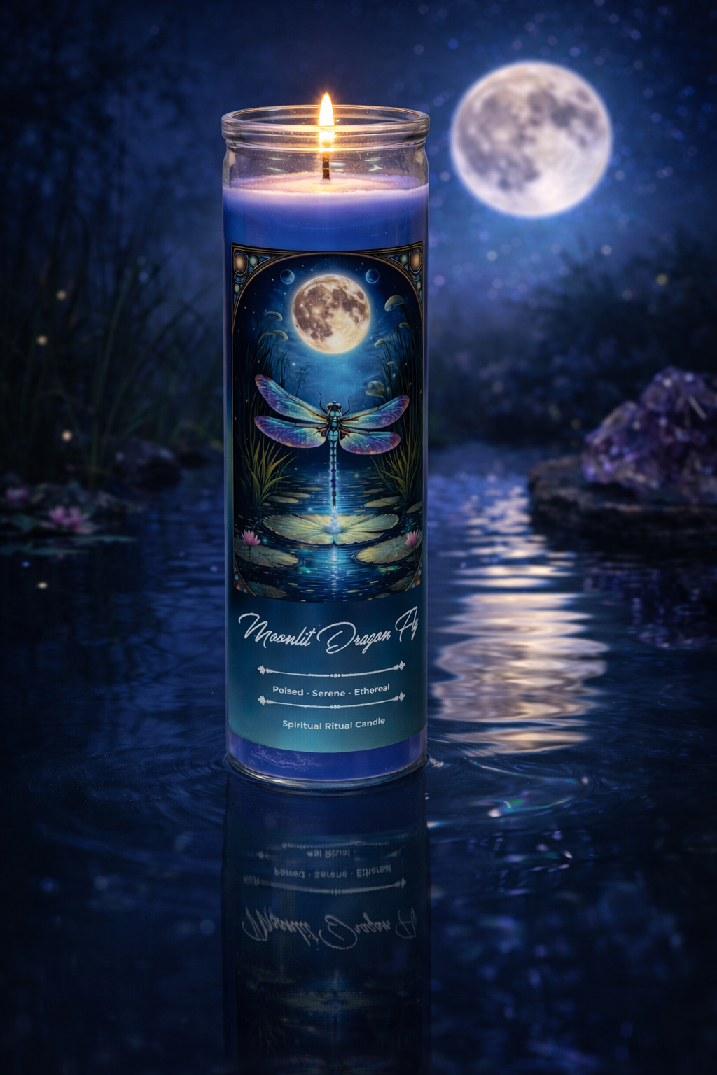 Moonlit Dragon fly Ritual Jar Candle