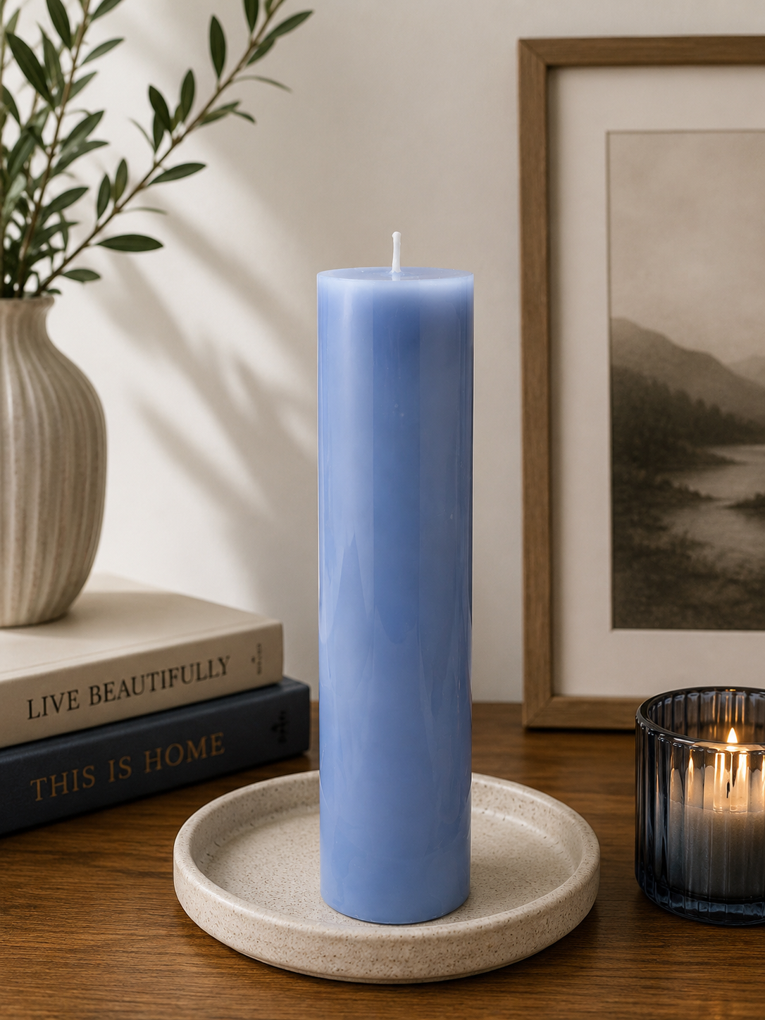 Scented Pillar candles 7''x1.5'' (Light Blue)