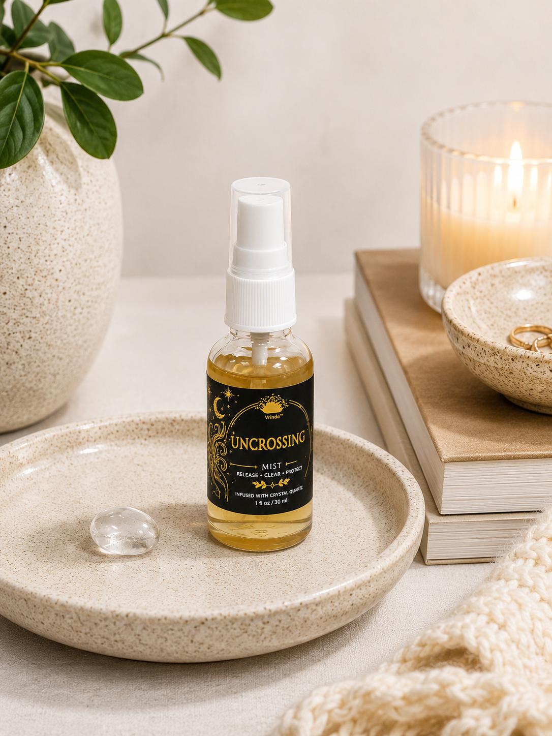 Uncrossing Air Freshener with Clear Quartz Crystal
