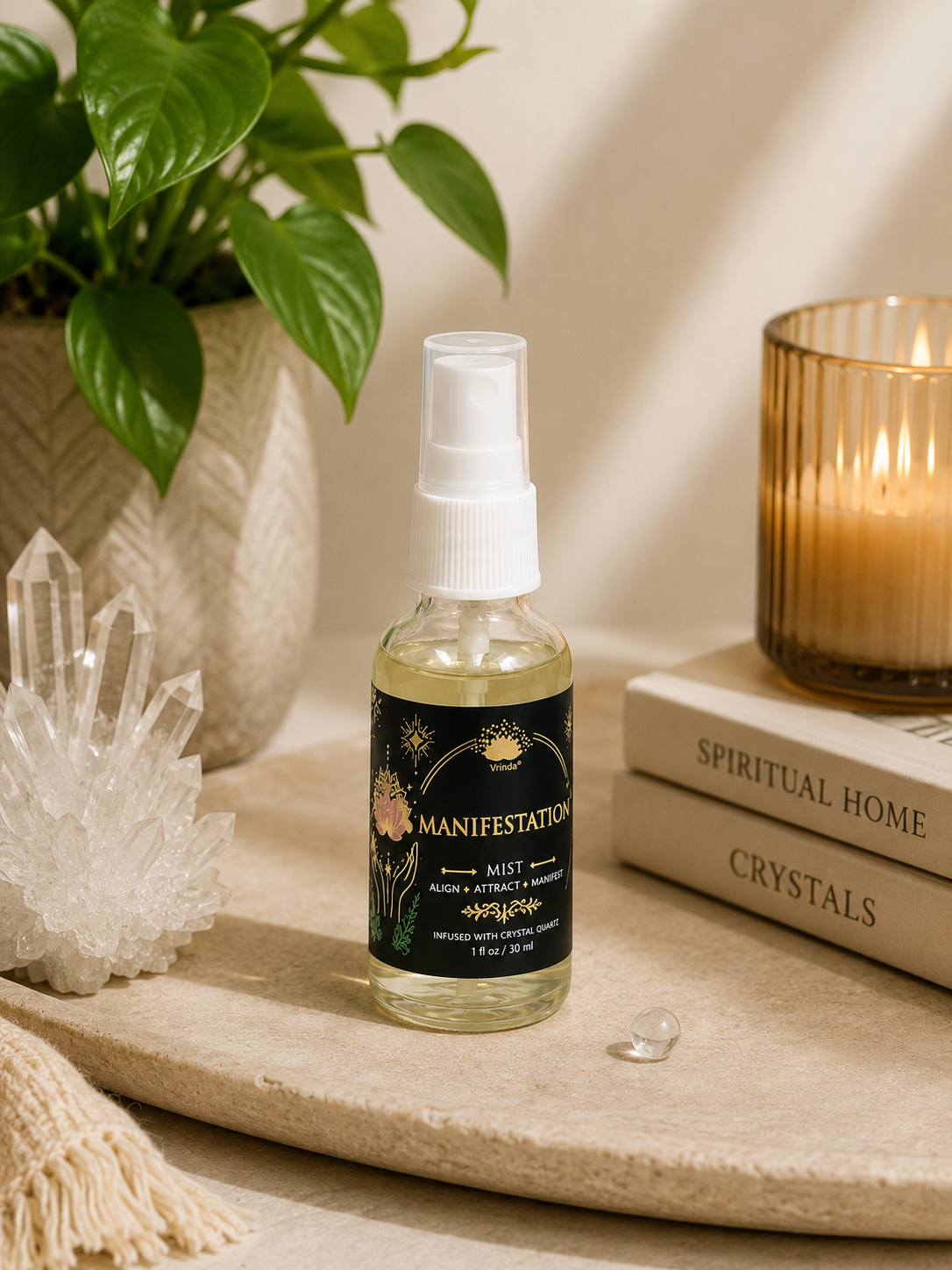 Manifestation Air Freshener with Clear Quartz Crystal