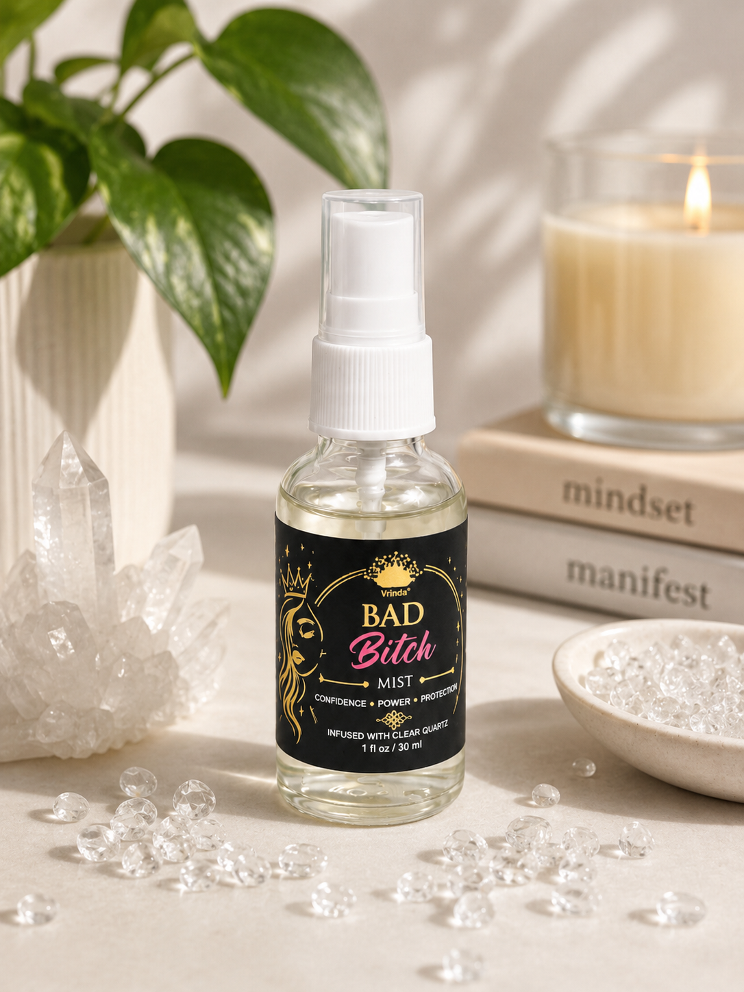 bad Bitch Air Freshener with Clear Quartz Crystal – 30 ml