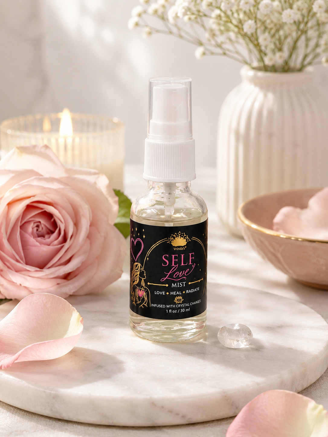 Self Love Air Freshener with Clear Quartz Crystal – 30 ml