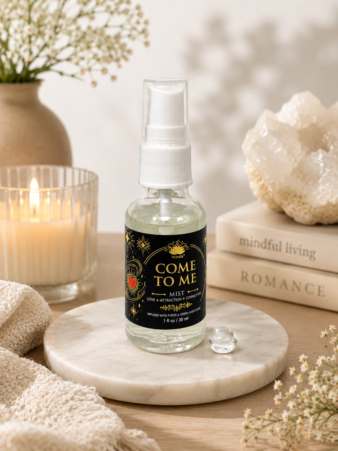 Come to me Air Freshener with Clear Quartz Crystal