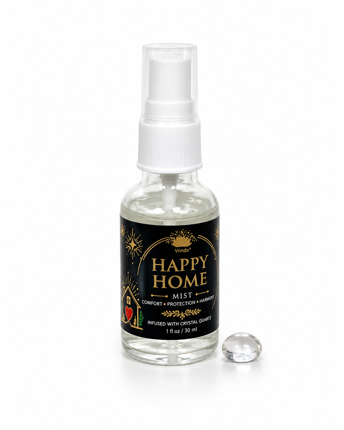 Happy Home Air Freshener with Clear Quartz Crystal – 30 ml