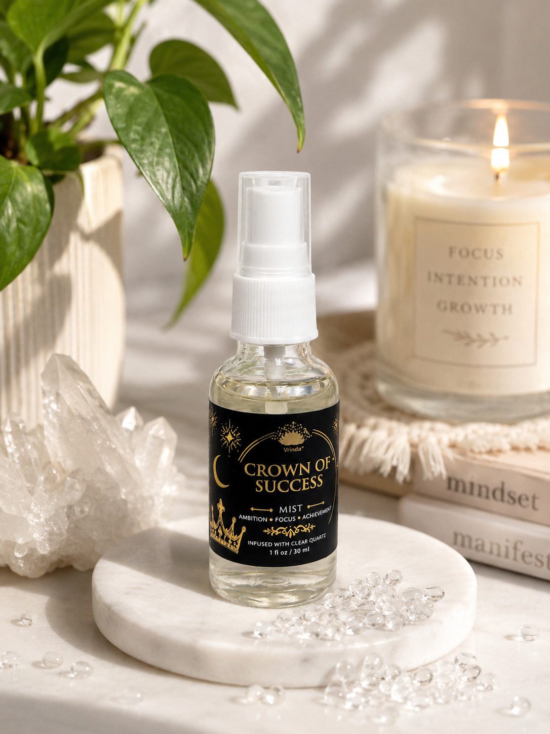 Crown of Success  Air Freshener with Clear Quartz Crystal – 30 ml