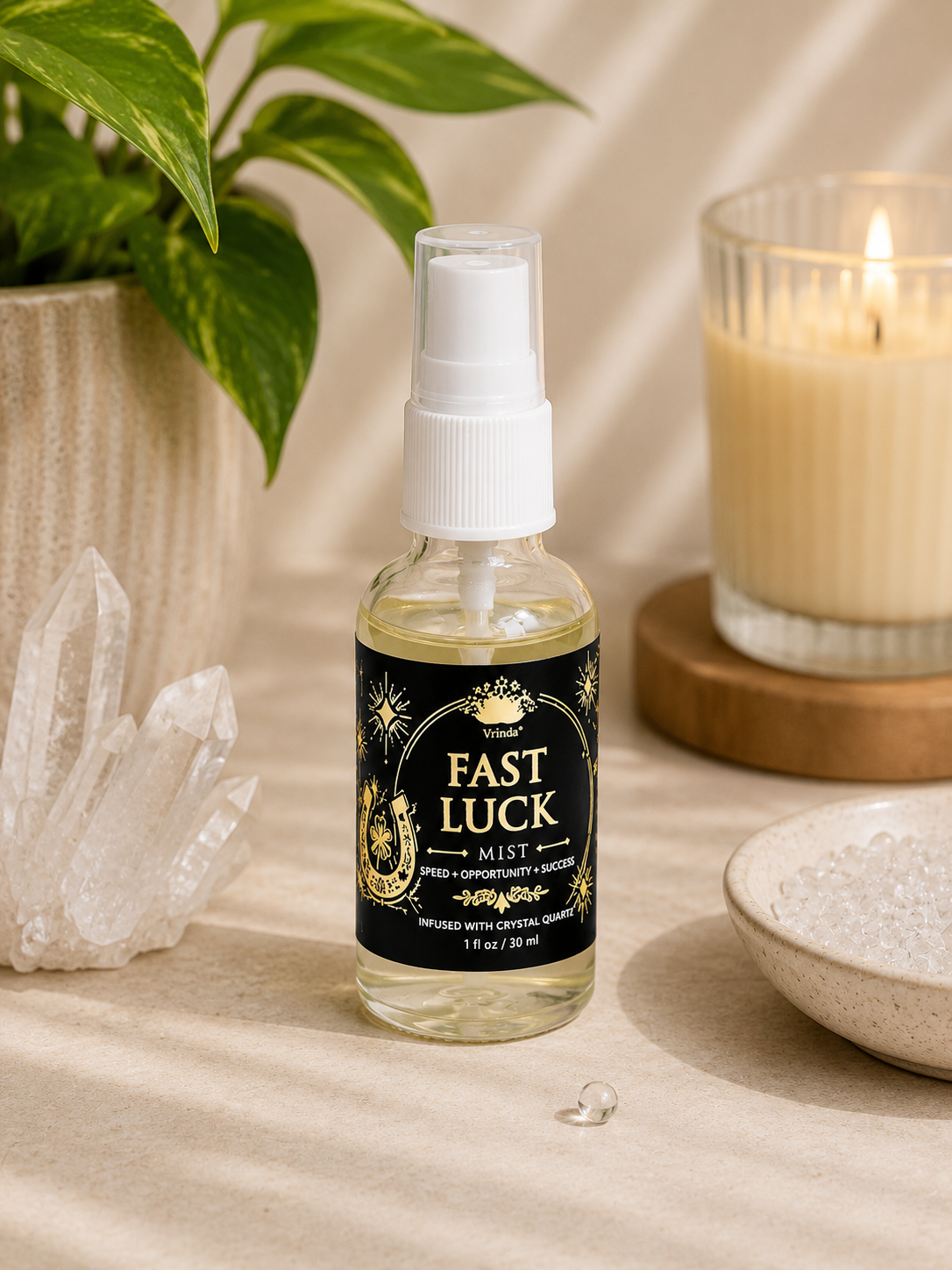 Fast Luck  Air Freshener with Clear Quartz Crystal – 30 ml