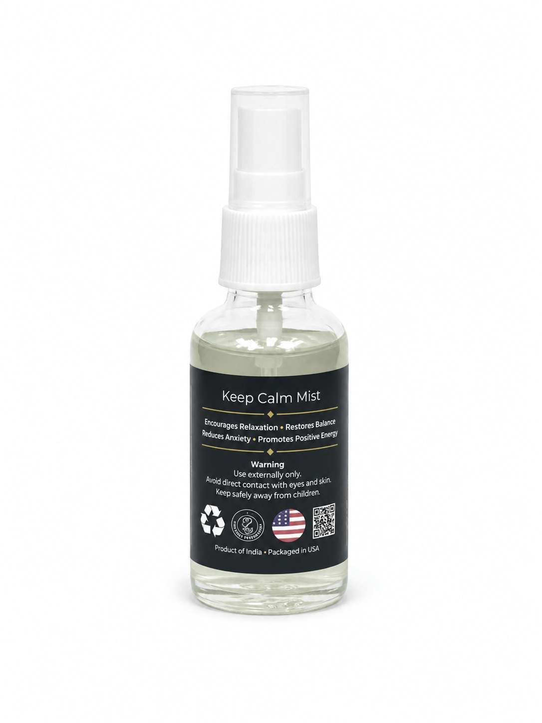 Keep Calm Air Freshener with Clear Quartz Crystal