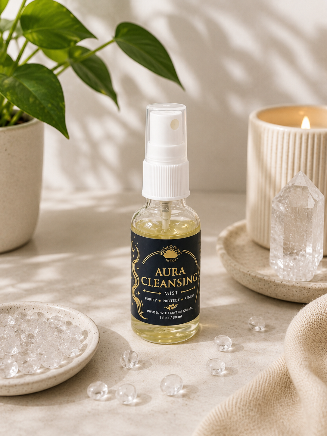 Aura Cleansing Air Freshener with Clear Quartz Crystal – 30 ml