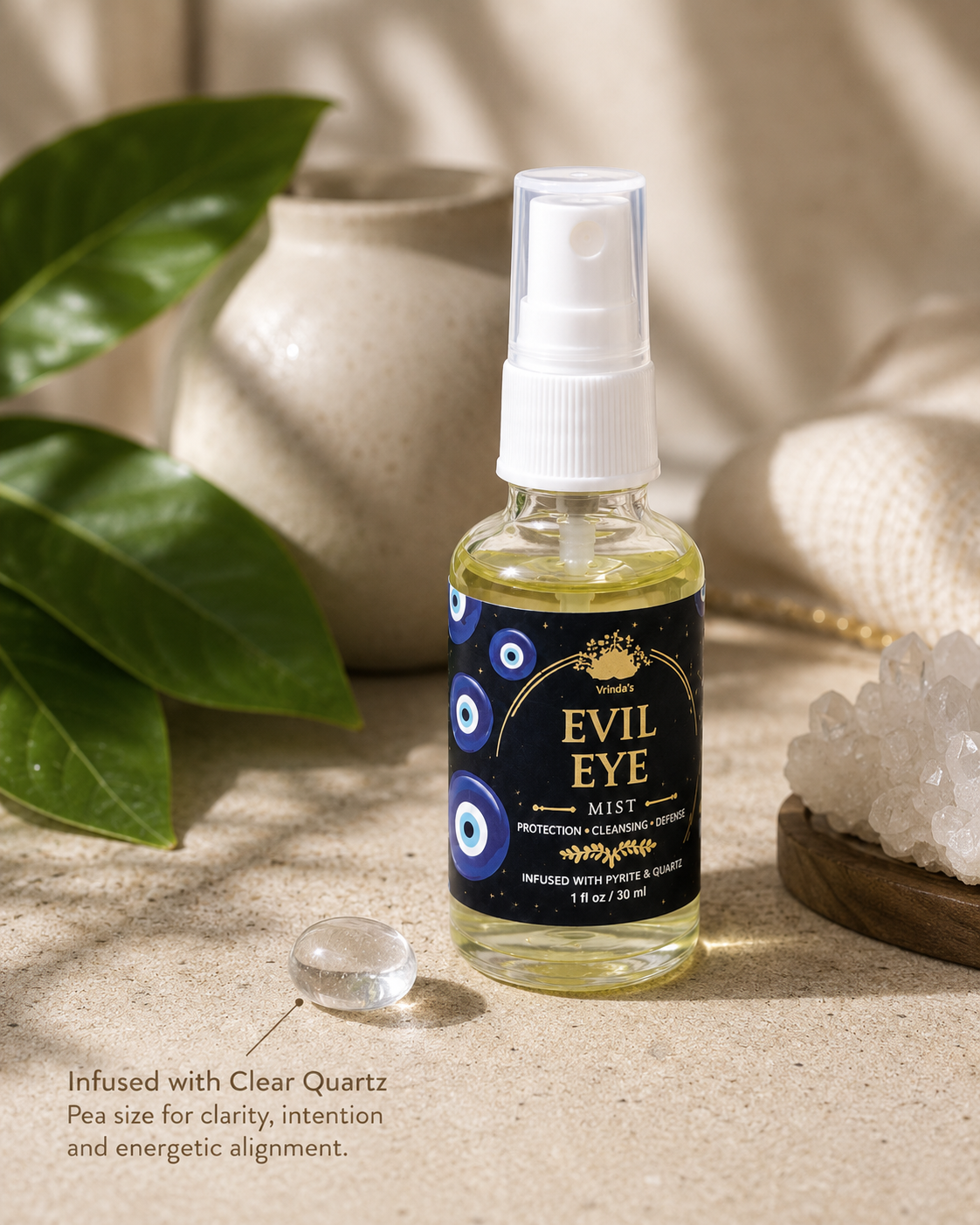 Evil Eye Air Freshener with Clear Quartz Crystal – 30 ml