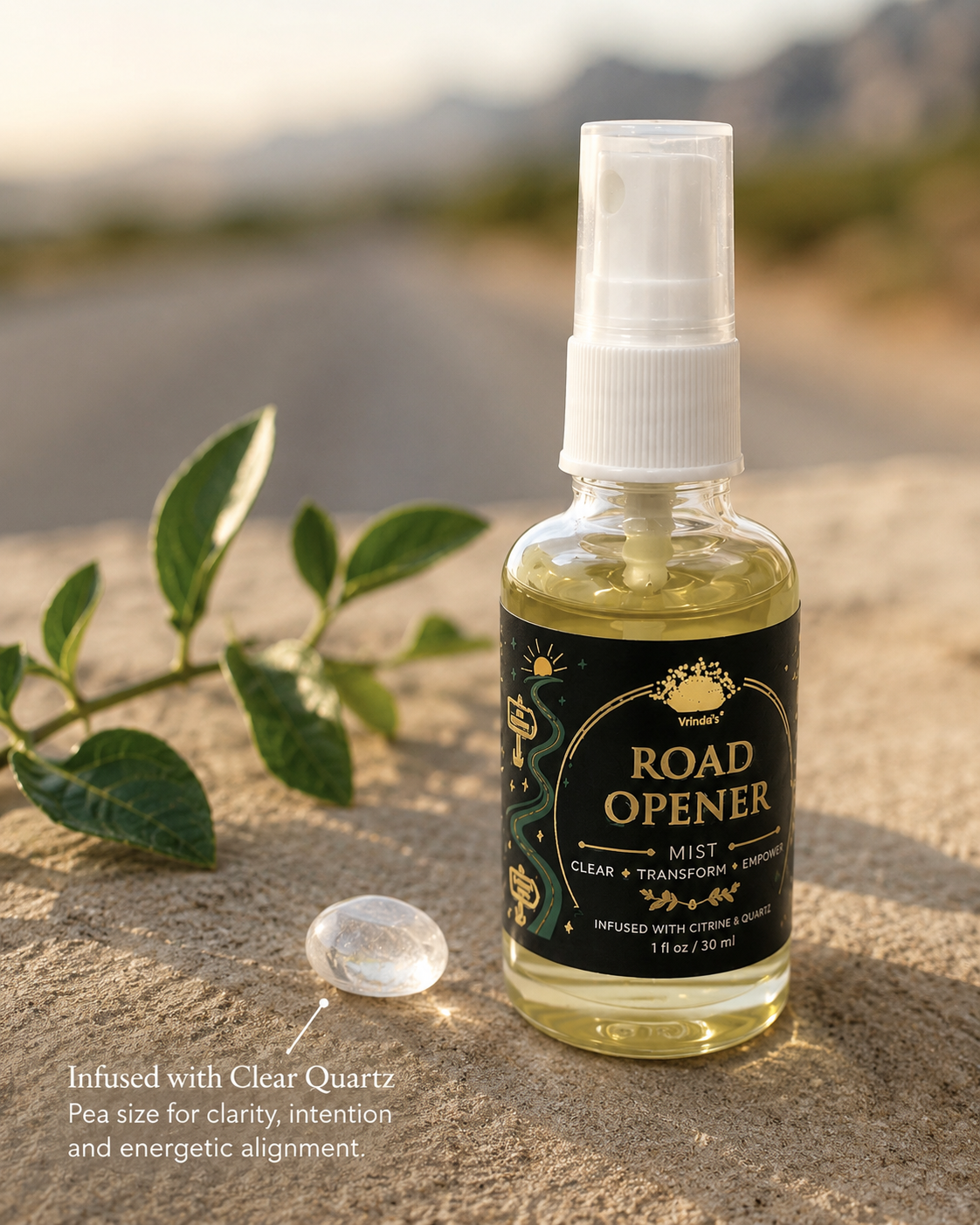 Road Opener Freshener with Clear Quartz Crystal