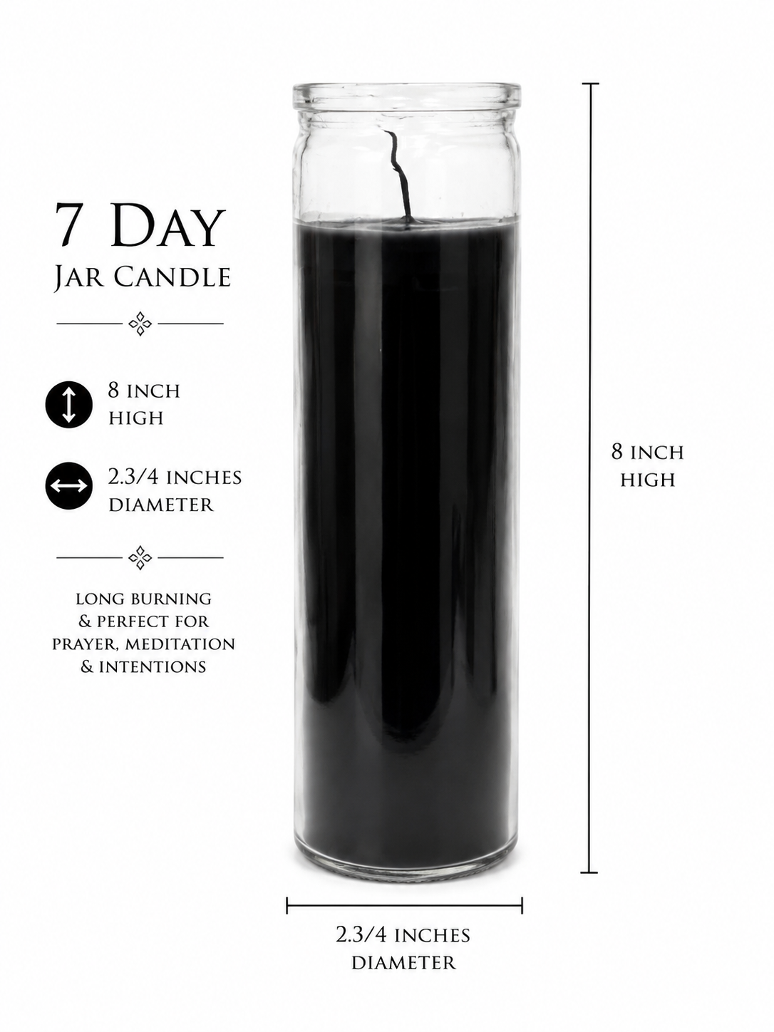 Unscented Glass Jar Candle - Black(380gm)