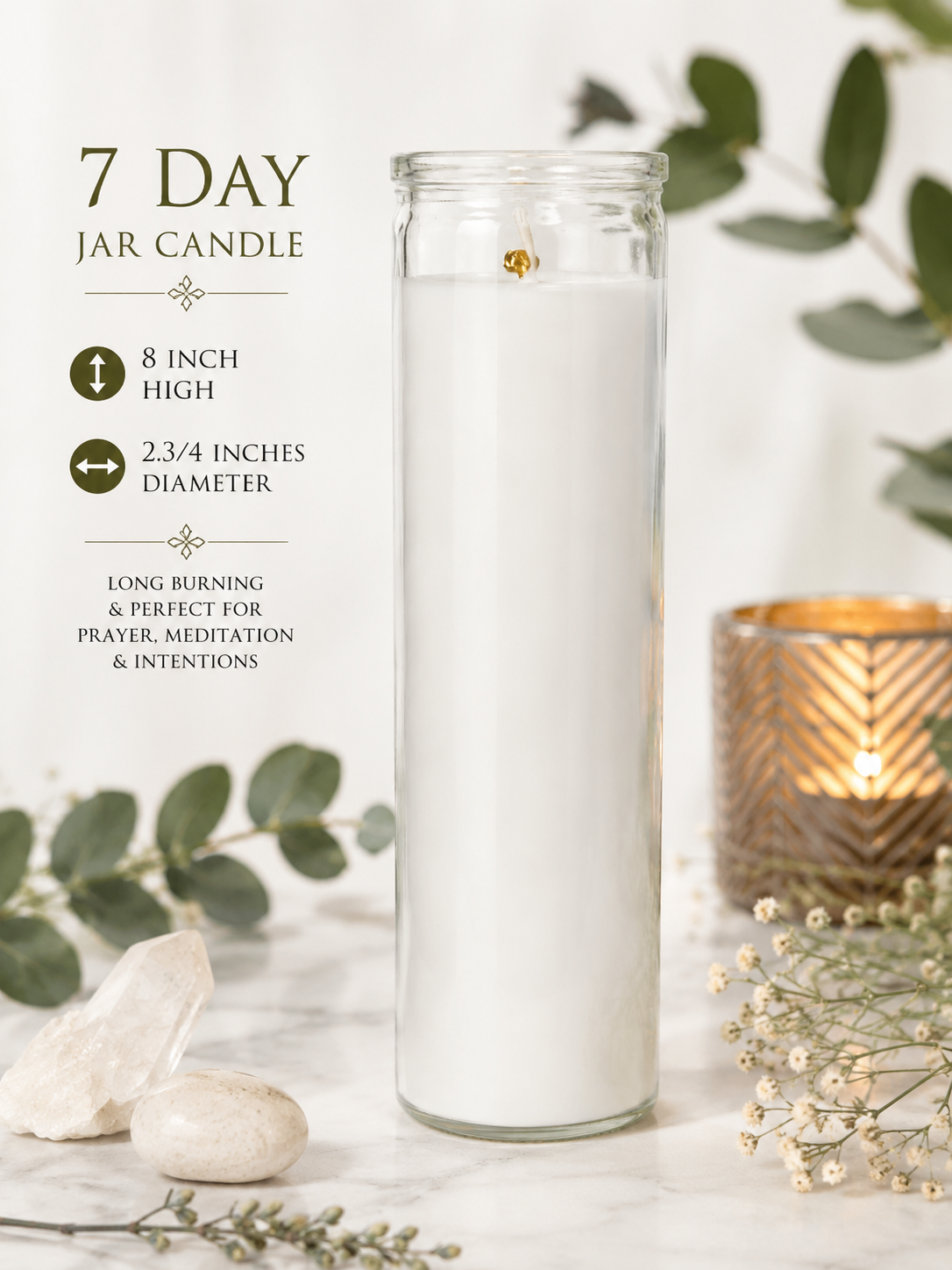 Unscented Glass Jar Candle - White (380gm)
