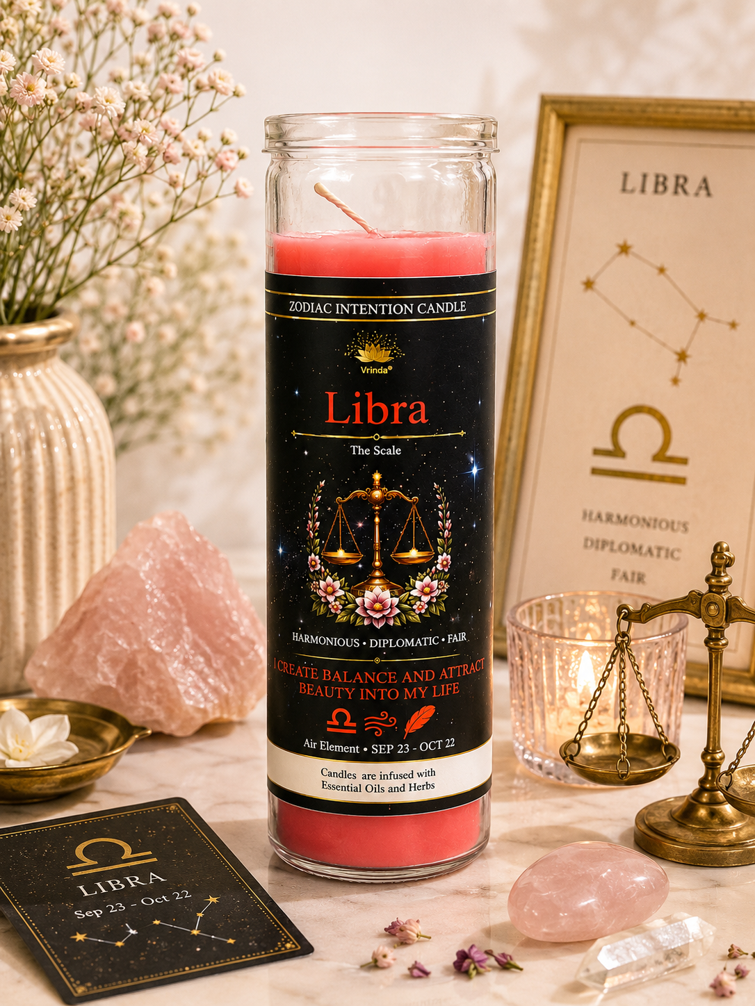Glass Jar Candle Scented - Libra: The Scales (380gm)