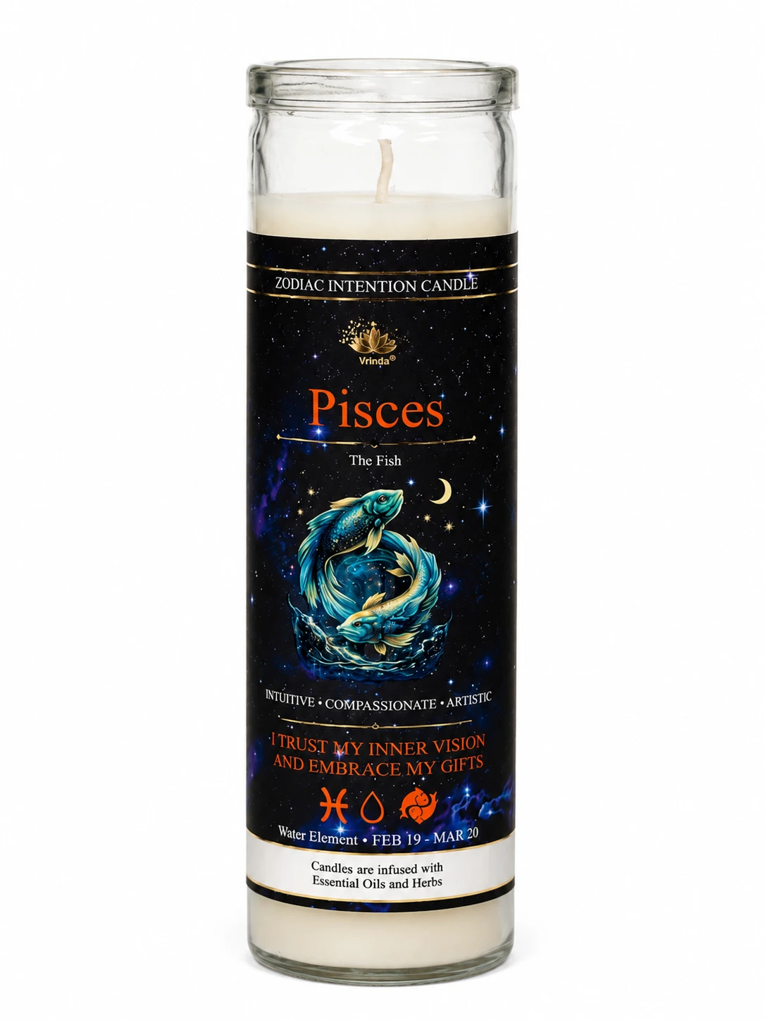 Glass Jar Candle Scented - Pisces: The Fish