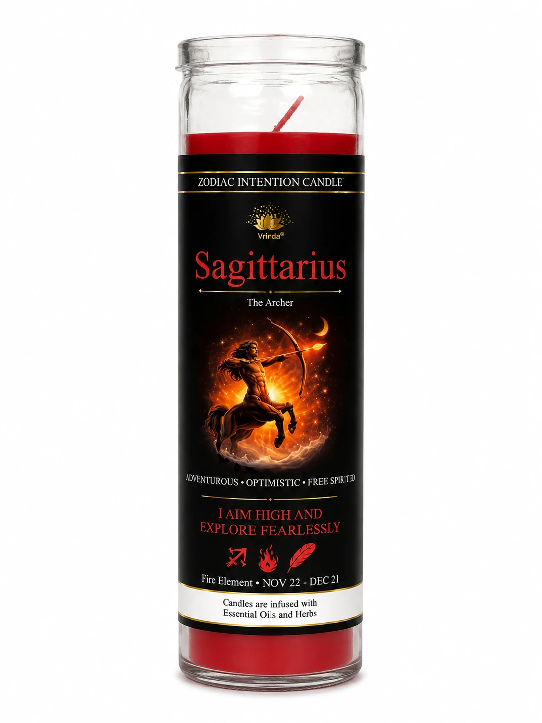 Glass Jar Candle Scented - Sagittarius: The Archer