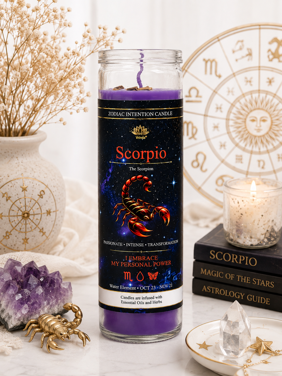 Glass Jar Candle Scented - Scorpio: The Scorpion