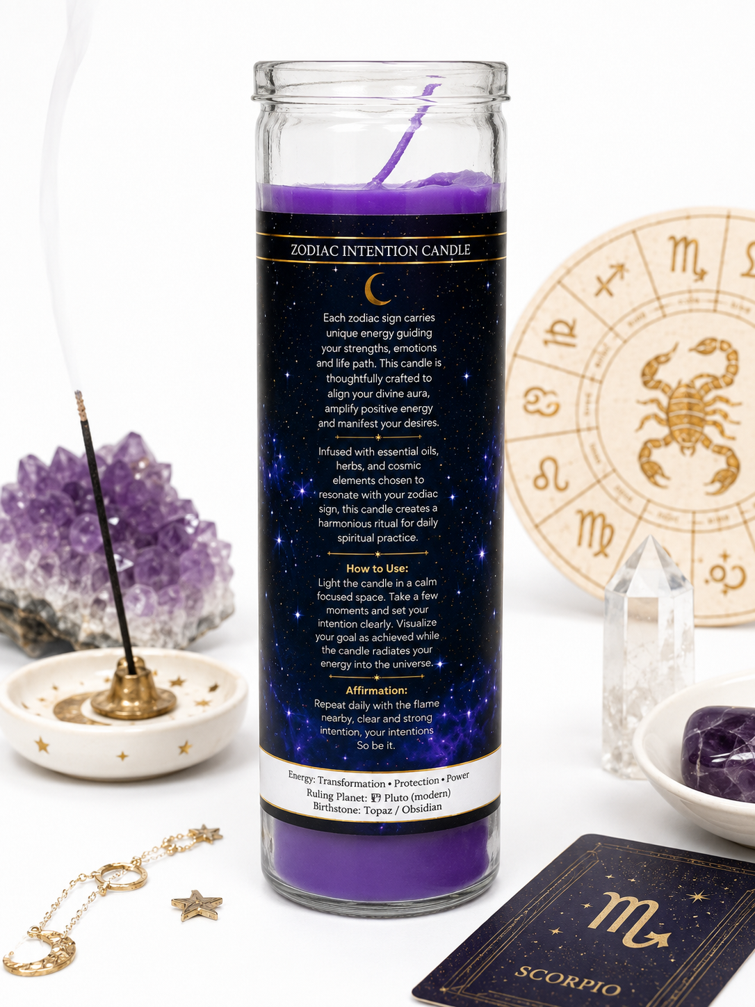 Glass Jar Candle Scented - Scorpio: The Scorpion