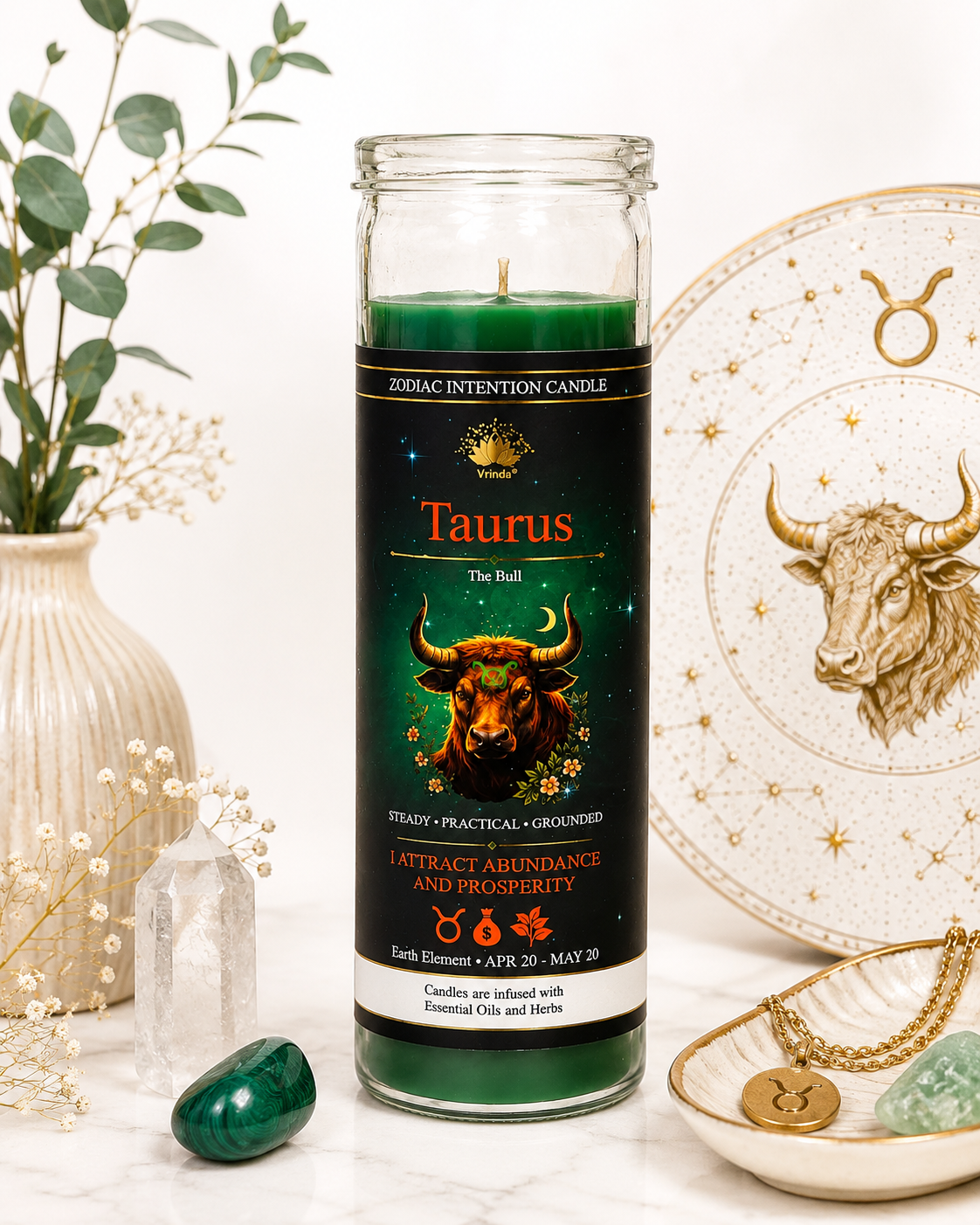 Glass Jar Candle Scented - Taurus: The Bull