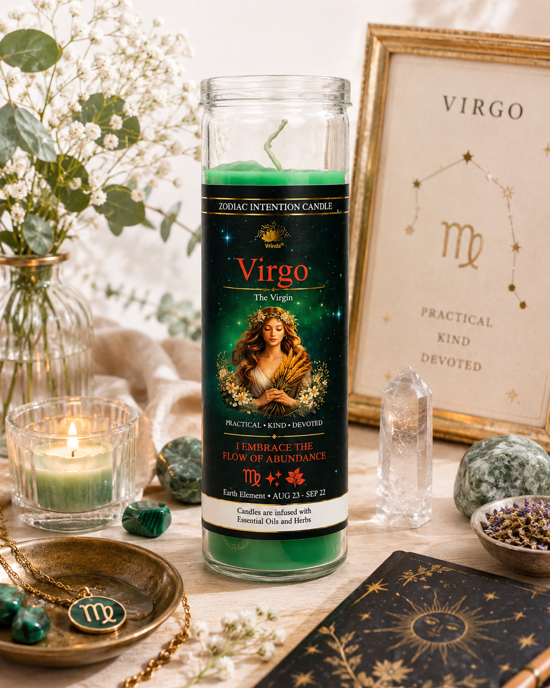 Glass Jar Candle Scented - Virgo: The Maiden (380gm)