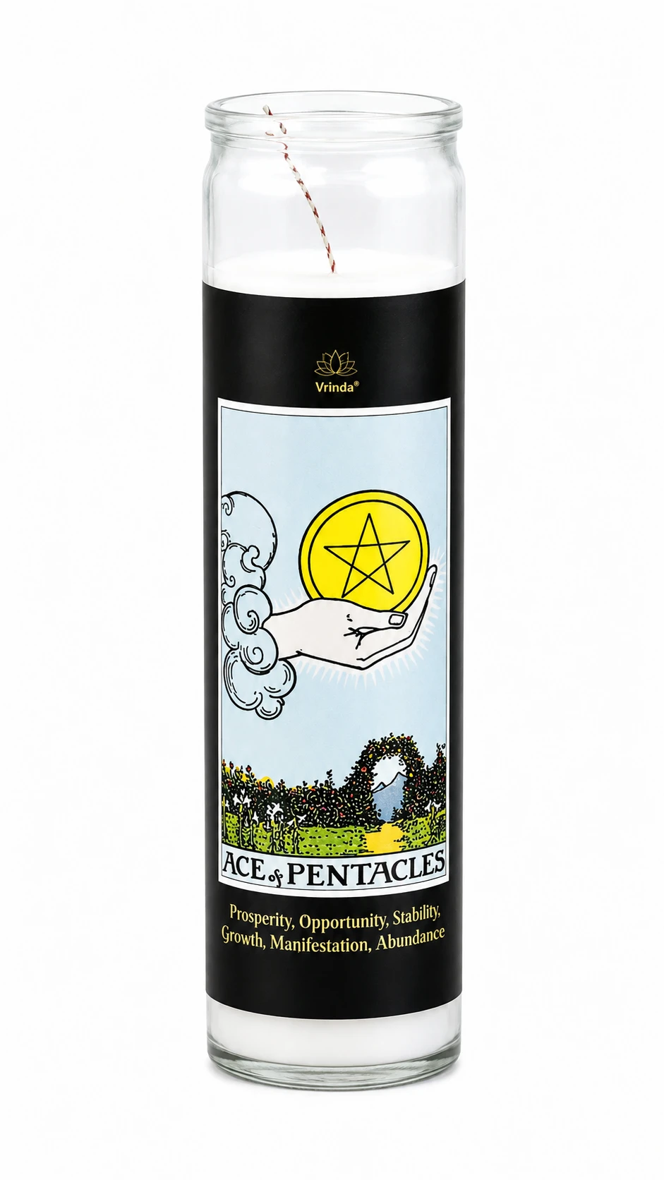 Unscented Glass Jar - Ace Of Pentacle Tarot Candle