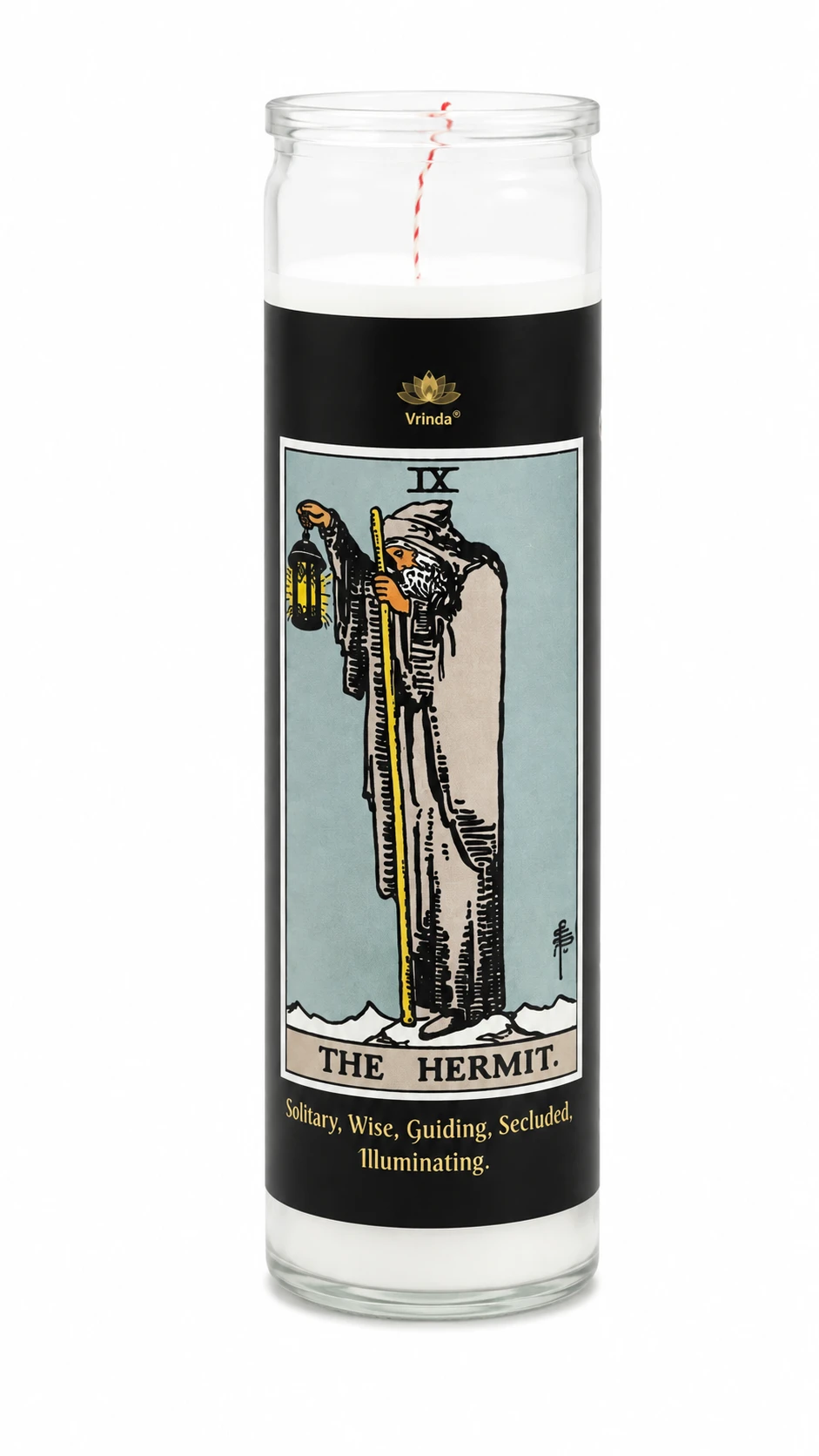 Unscented Glass Jar - The Hermit Tarot Candle 