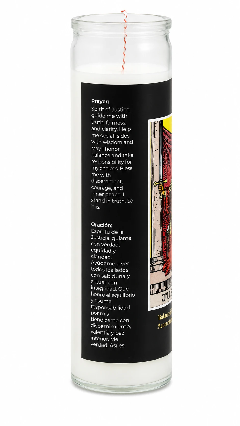 Unscented Glass Jar - Justice Tarot Candle