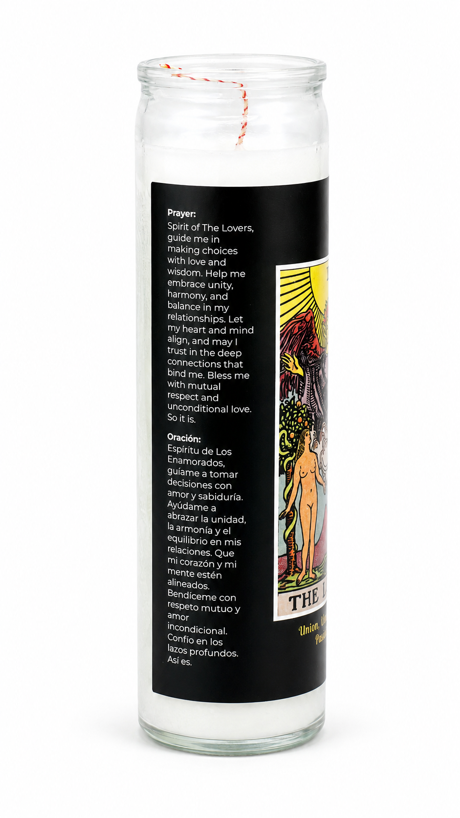Unscented Glass Jar - The Lovers Tarot Candle