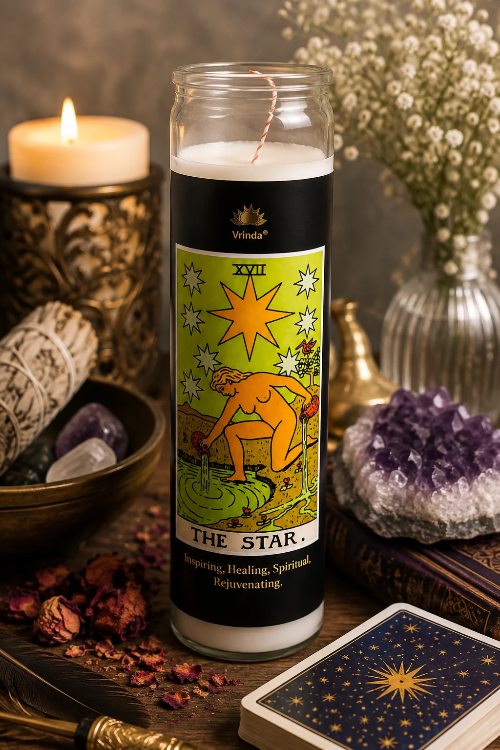 Unscented Glass Jar - The Star Tarot Candle