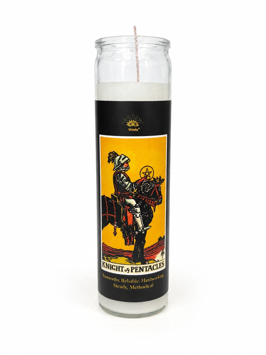 Unscented Glass Jar - Knight Of Pentacle Tarot Candle