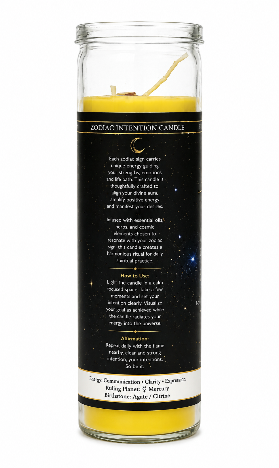 Glass Jar Candle Scented - Gemini: The Twins (380gm)