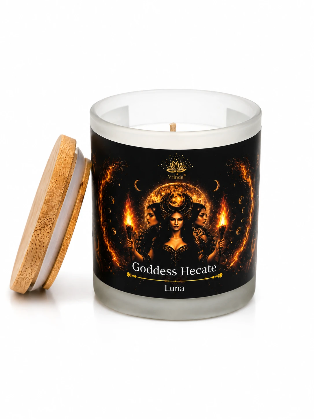 Goddess Hecate Scented glass candle with crystals, Soy Blend (5.29oz)