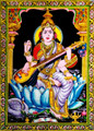 Tapestry Hand Painted Goddess Saraswati