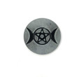 Stone Incense & Cone Burner Round Triple Moon Pentacle 4"