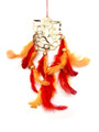 Dream Catcher #56 Ganesha in gold w/red and orange feathers 9"-10" approx