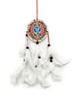 Dream Catcher #11 Om w/ white feathers (8"-9" approx)