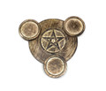 Vrinda Wooden T-Lite Holder, Pentacle, approx. 6"