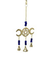 Brass Wind Chime Triple Moon Pentacle with bells & Beads