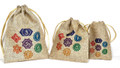 Cotton Jute Pouches 7 Chakra (set of 3)