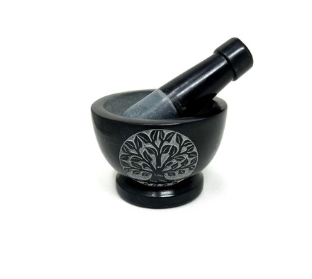 ZhenSanHuan Natural MuYu Stone Mortar And Pestle - Solid Stone Crusher For Grinding Herbs, Spices, Pills (7cm Inner Diameter) - View #9