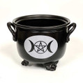 Iron Cauldron Burner Triple moon Pentacle 4.5 inch