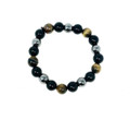 Tiger Eye+Black Obsidian+Hematite Bracelet 8mm  (8.5" XLsize) #134