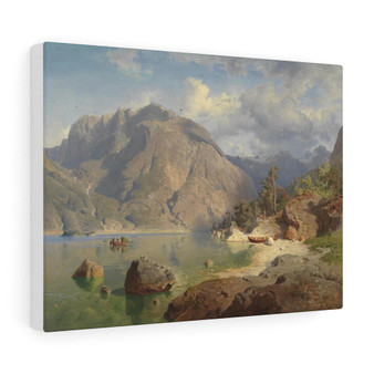 August Wilhelm Leu Gebirgssee  ,  Stretched Canvas,August Wilhelm Leu Gebirgssee  -  Stretched Canvas